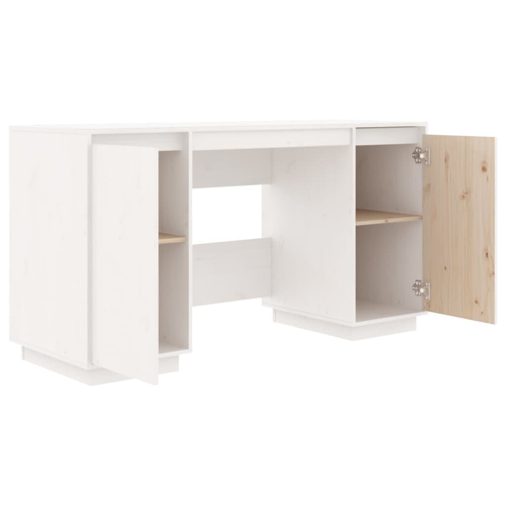 vidaXL Bureau 140x50x75 cm massief grenenhout wit