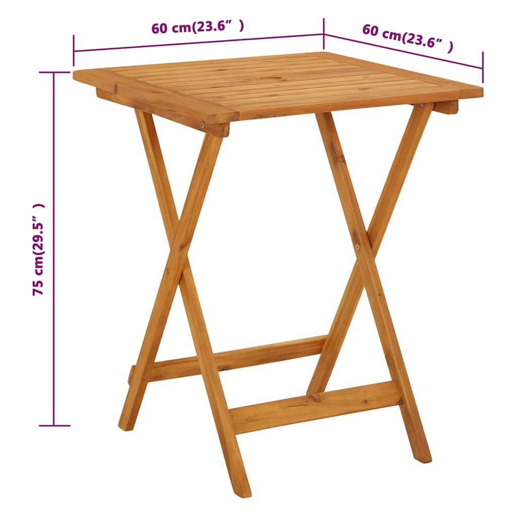 vidaXL Tuintafel inklapbaar 60x60x75 cm massief acaciahout