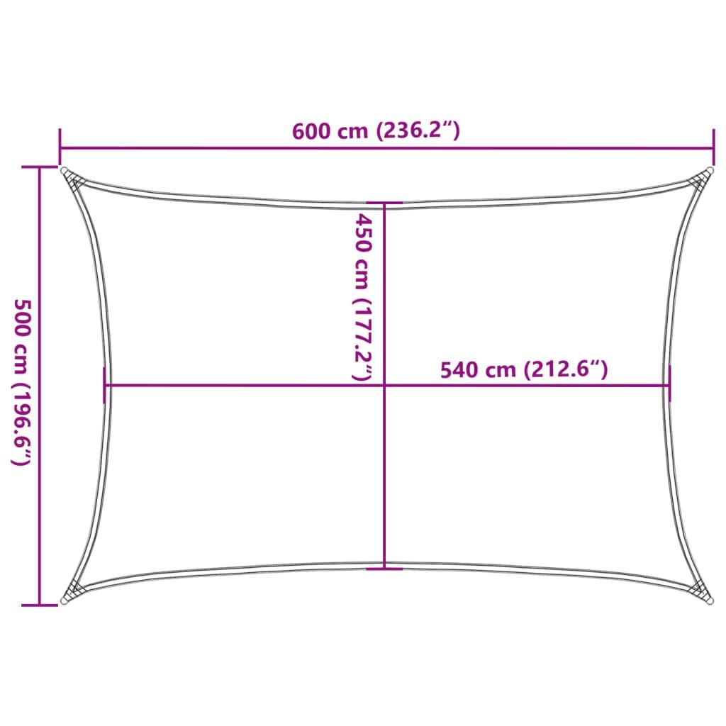 vidaXL Zonnezeil 160 g/m² rechthoekig 5x6 m HDPE lichtgrijs