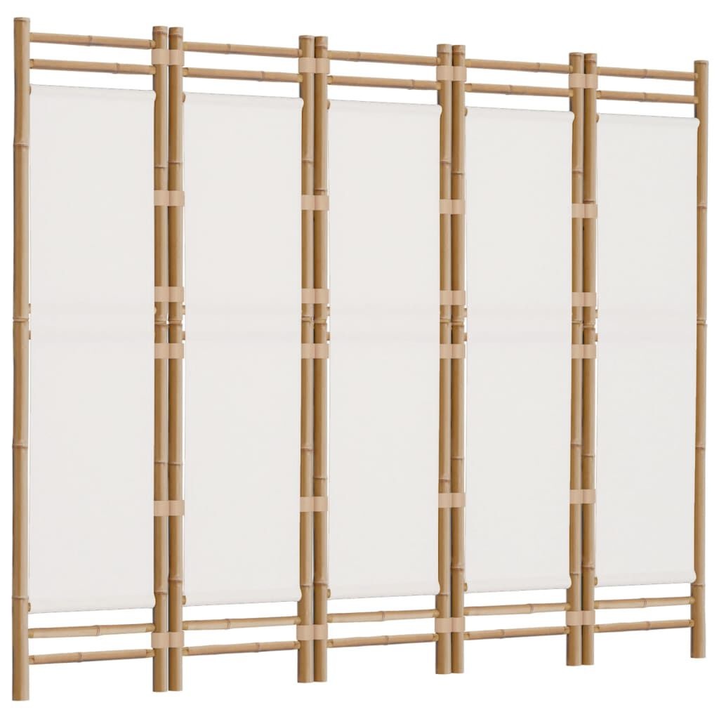 vidaXL Kamerscherm 5-panelen inklapbaar 200 cm bamboe en canvas