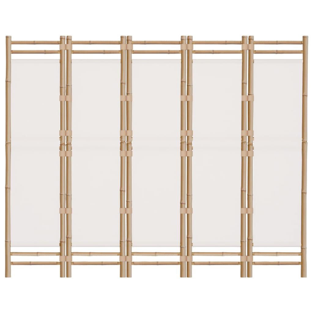 vidaXL Kamerscherm 5-panelen inklapbaar 200 cm bamboe en canvas