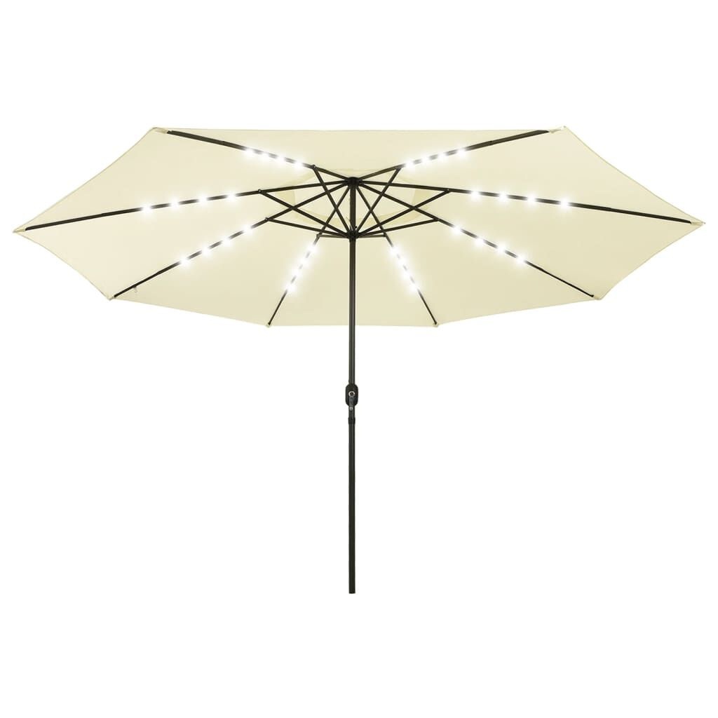 vidaXL Parasol met LED-verlichting 400 cm zandkleurig