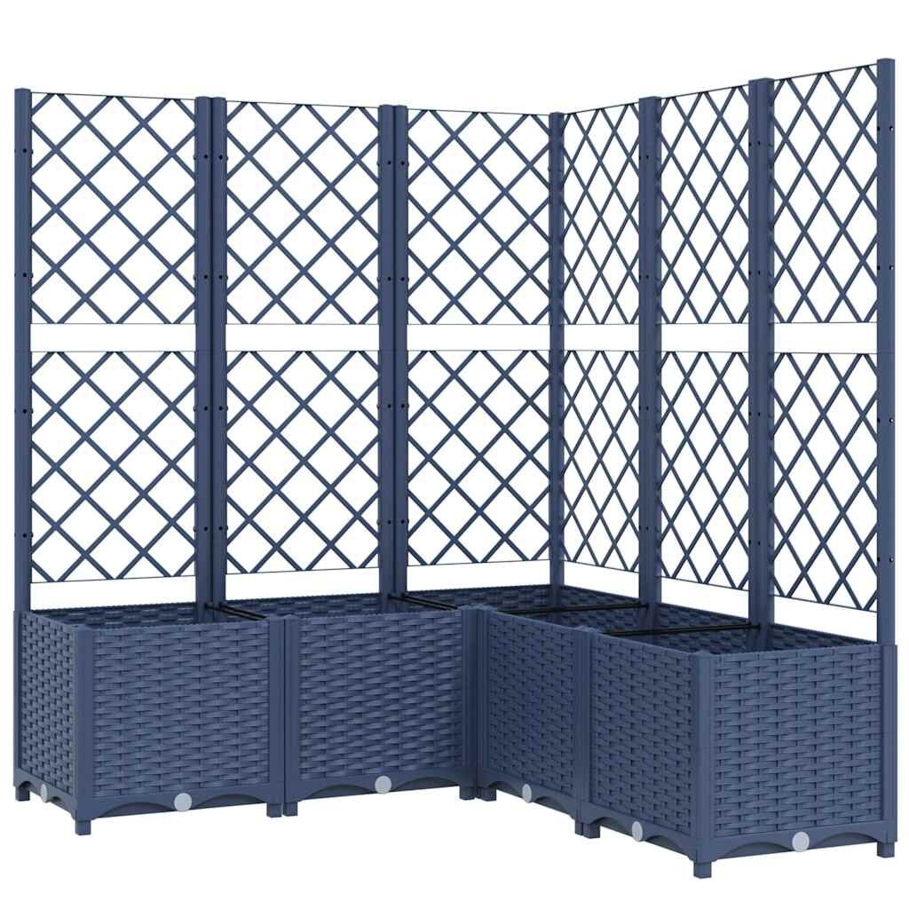 vidaXL Plantenbak met latwerk 120x120x136 cm polypropeen donkergrijs