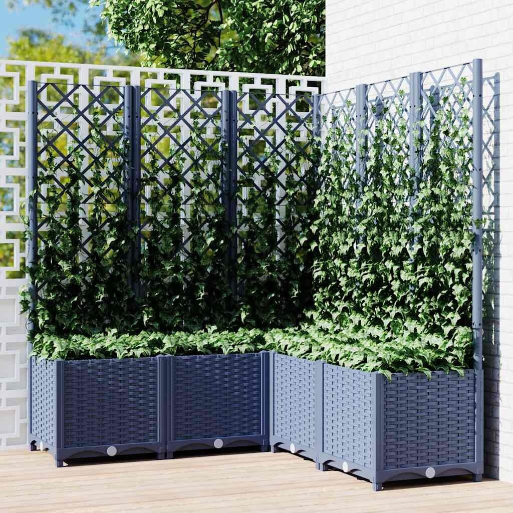 vidaXL Plantenbak met latwerk 120x120x136 cm polypropeen donkergrijs