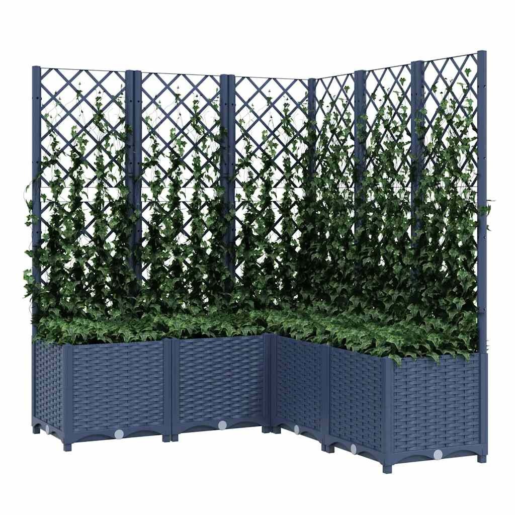 vidaXL Plantenbak met latwerk 120x120x136 cm polypropeen donkergrijs