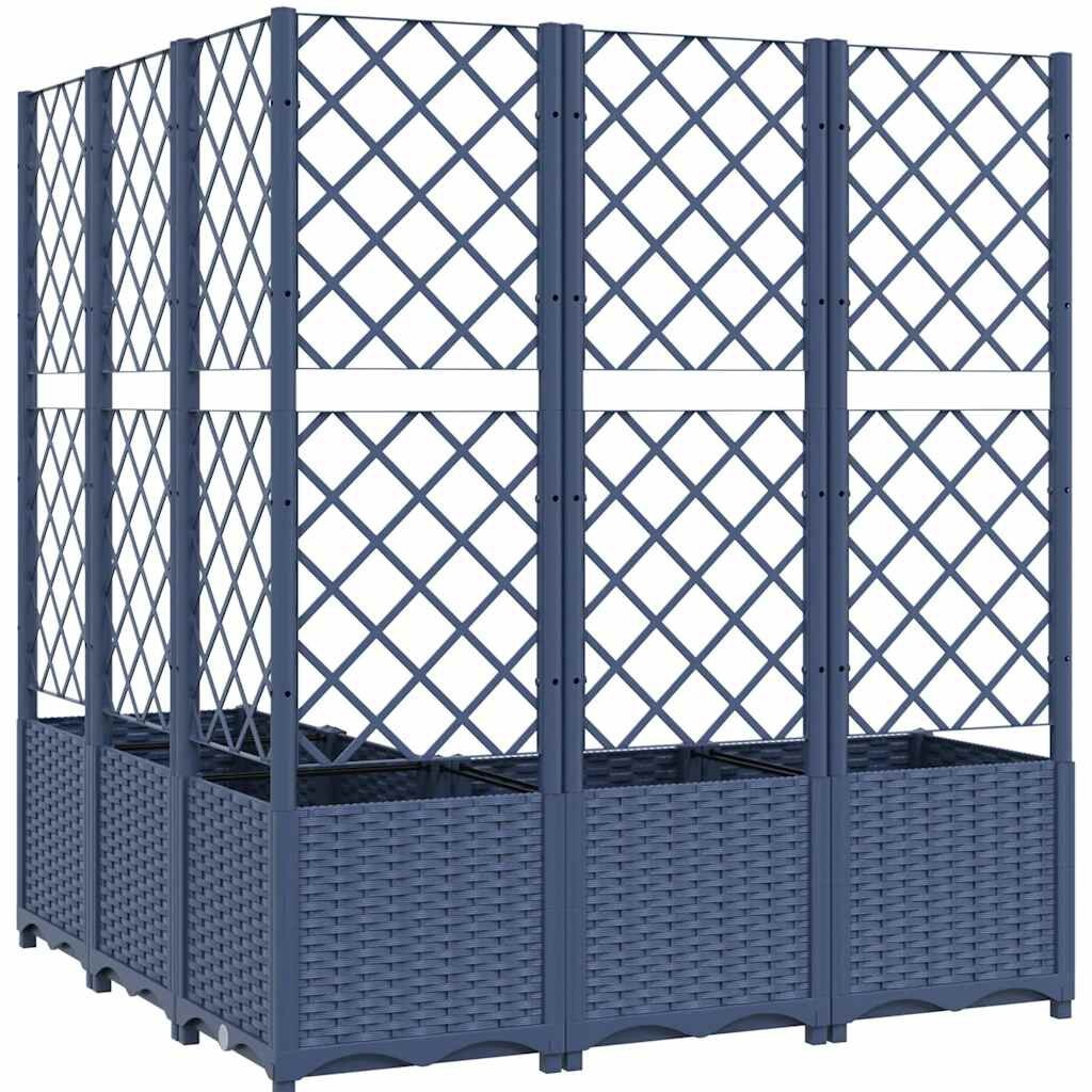 vidaXL Plantenbak met latwerk 120x120x136 cm polypropeen donkergrijs