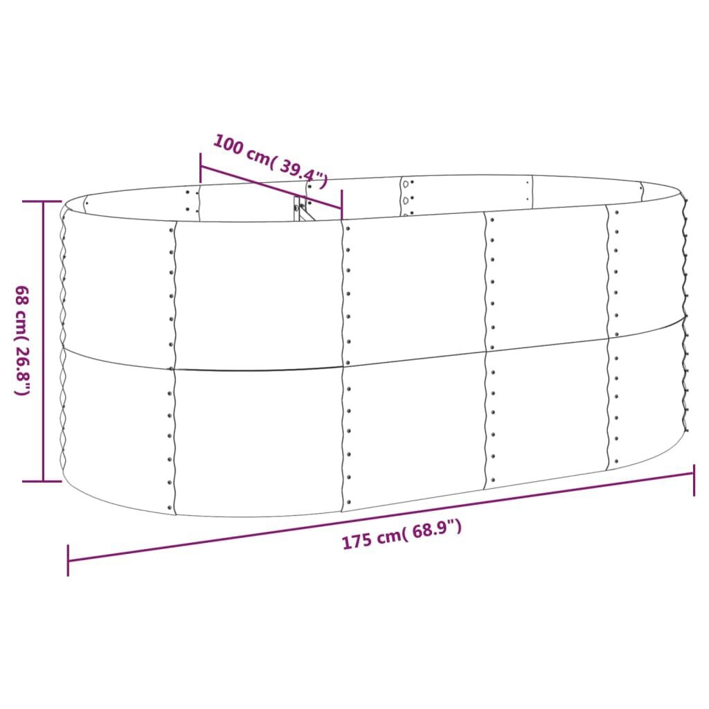 vidaXL Plantenbak 175x100x68 cm gepoedercoat staal grijs