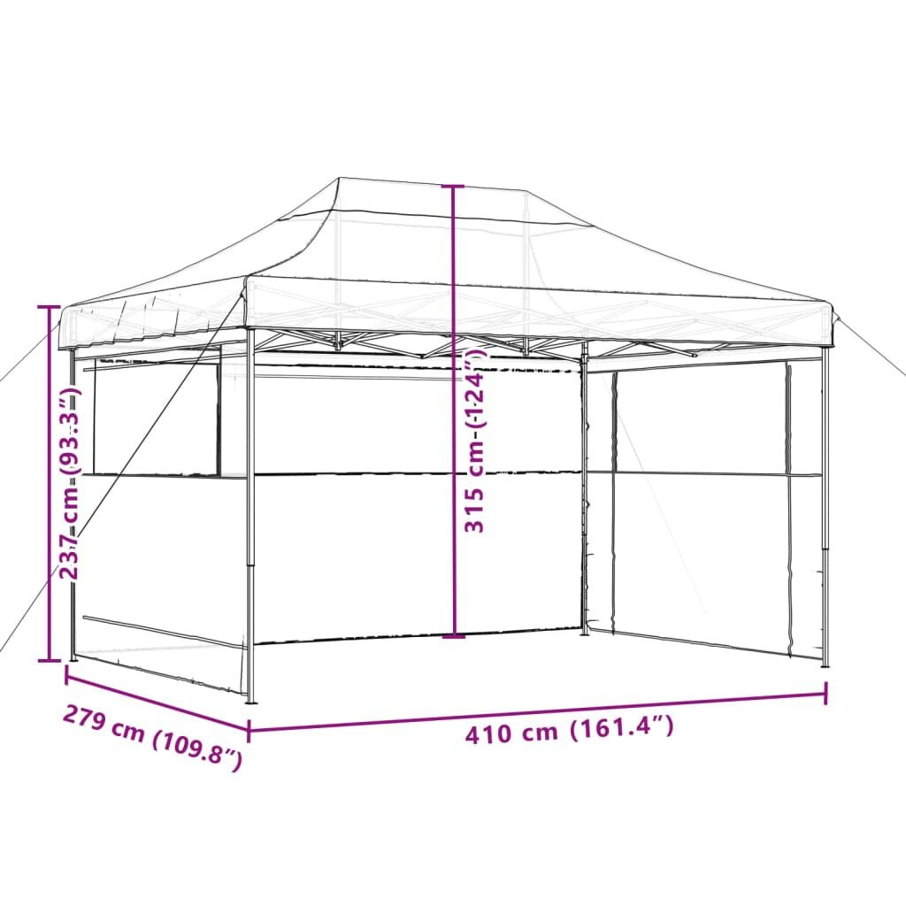 vidaXL Partytent inklapbaar pop-up met 3 zijwanden groen
