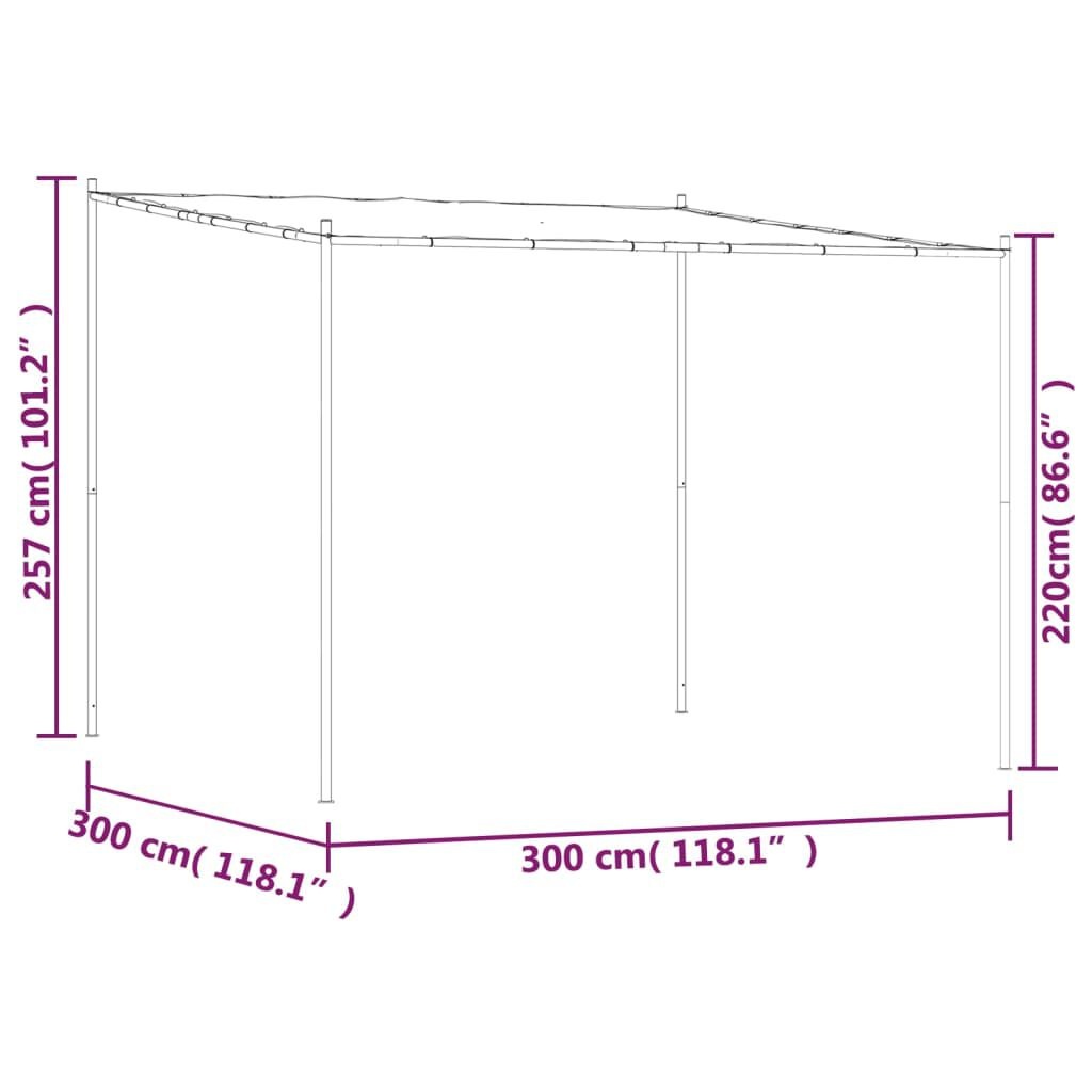 vidaXL Prieel 3x3 m 180 g/m² stof en staal antracietkleurig