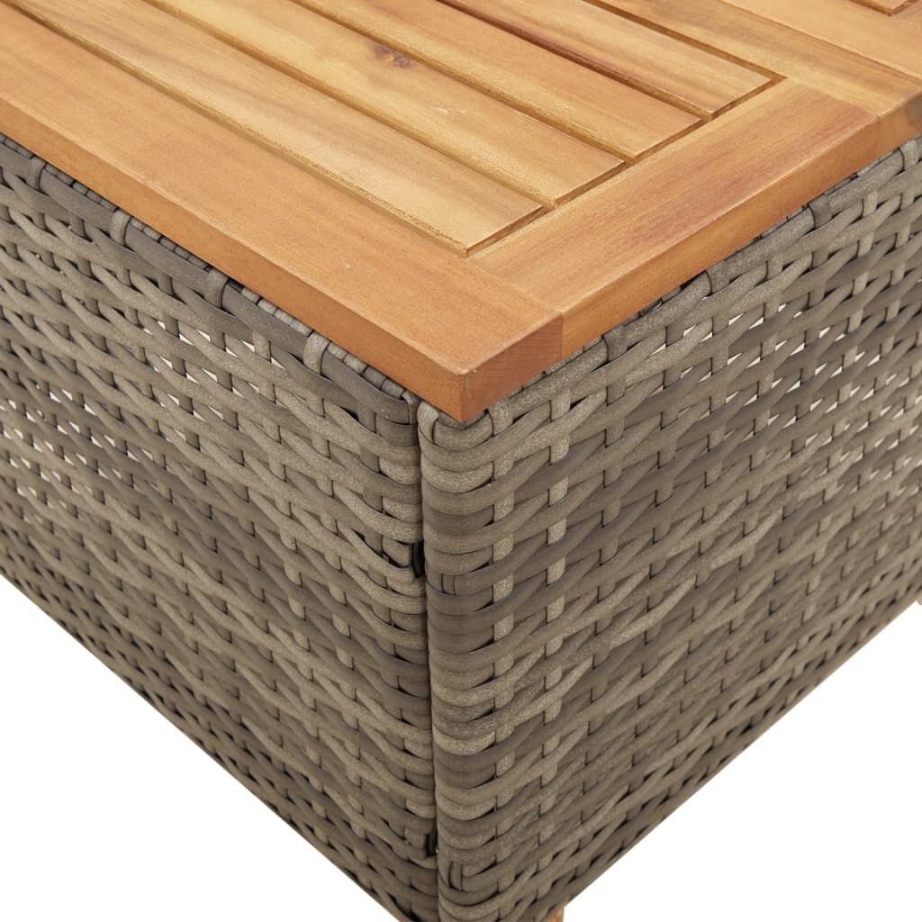 vidaXL 3-delige Bistroset met kussens poly rattan en acaciahout grijs