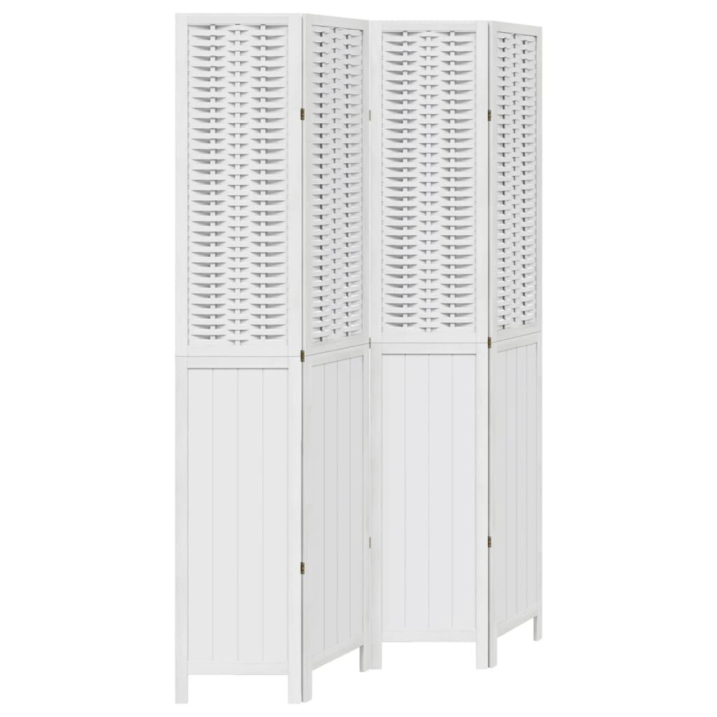 vidaXL Kamerscherm met 4 panelen massief paulowniahout wit