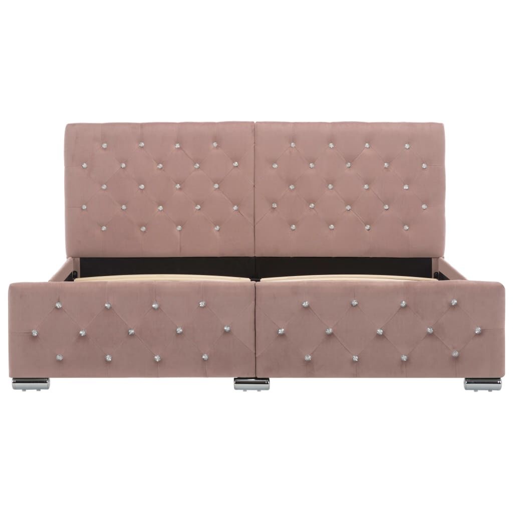 vidaXL Bedframe fluweel roze 160x200 cm