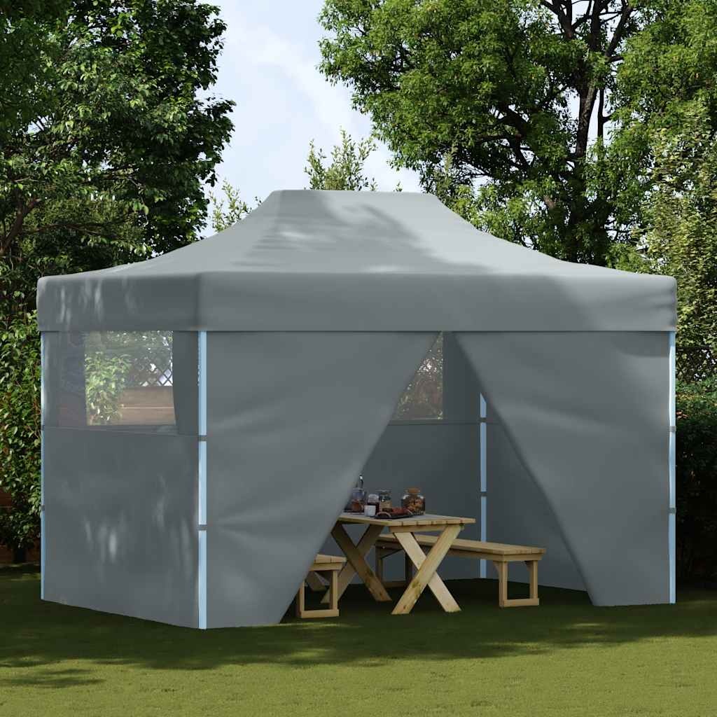 vidaXL Partytent met 4 zijwanden inklapbaar 3x4 m staal antraciet