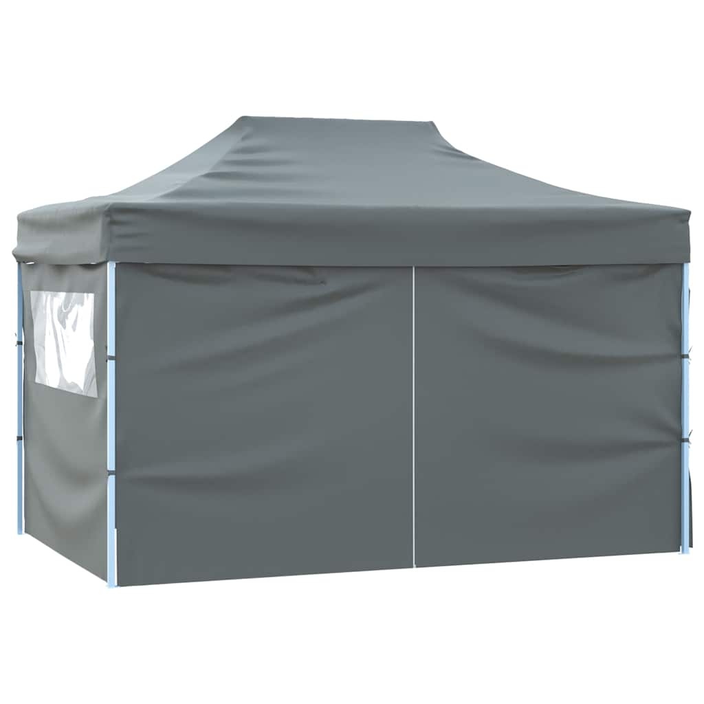 vidaXL Partytent met 4 zijwanden inklapbaar 3x4 m staal antraciet