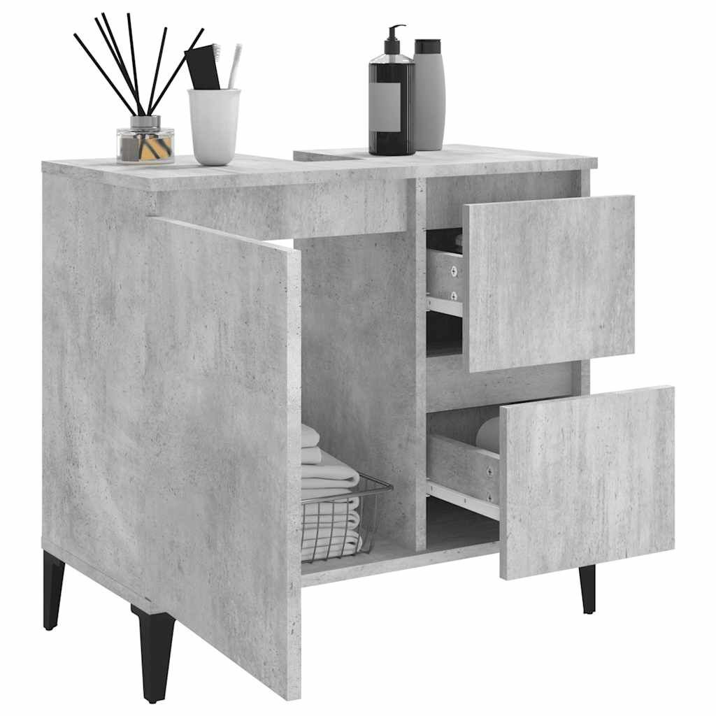 vidaXL Badkamerkast 65x33x60 cm bewerkt hout betongrijs