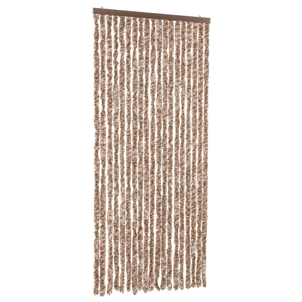 vidaXL Vliegengordijn 56x200 cm chenille beige en donkerbruin