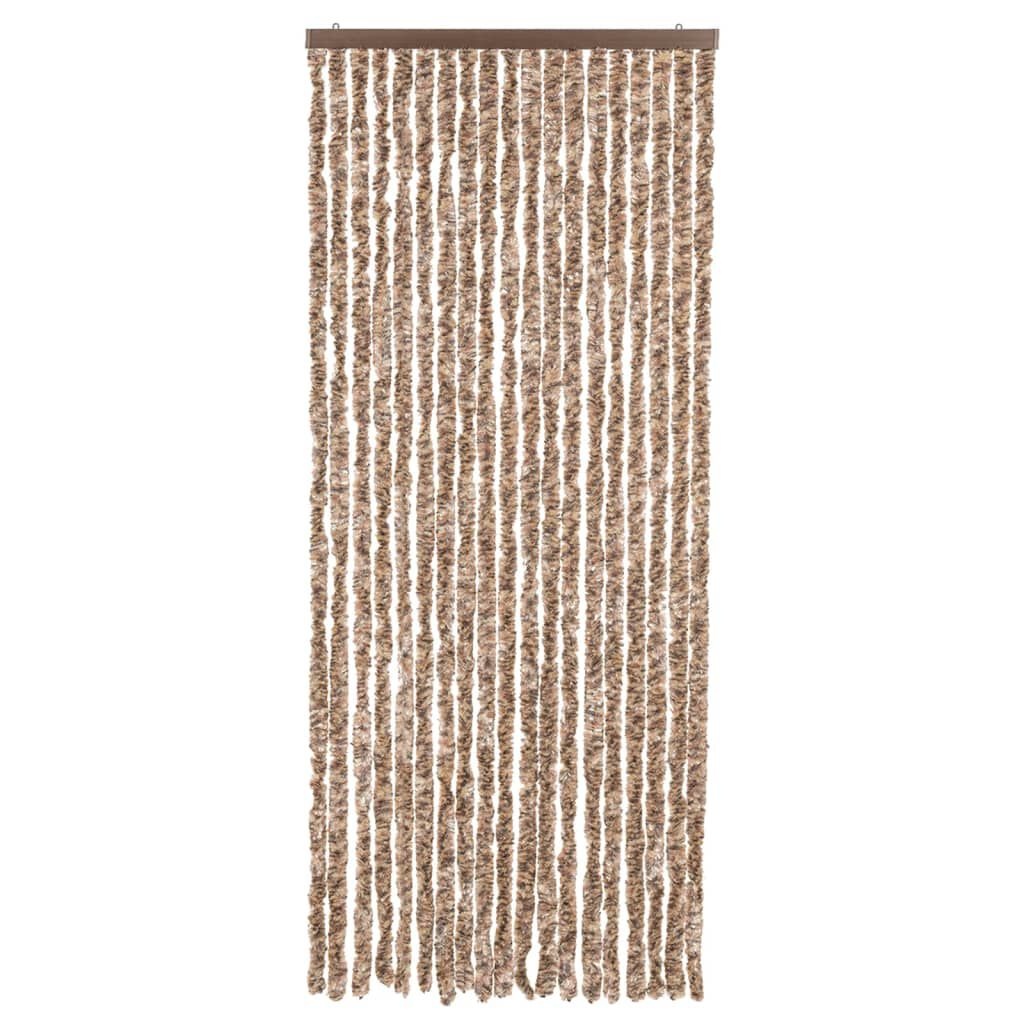 vidaXL Vliegengordijn 56x200 cm chenille beige en donkerbruin