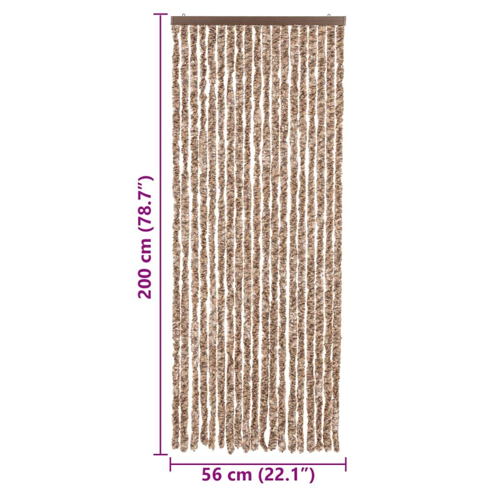 vidaXL Vliegengordijn 56x200 cm chenille beige en donkerbruin
