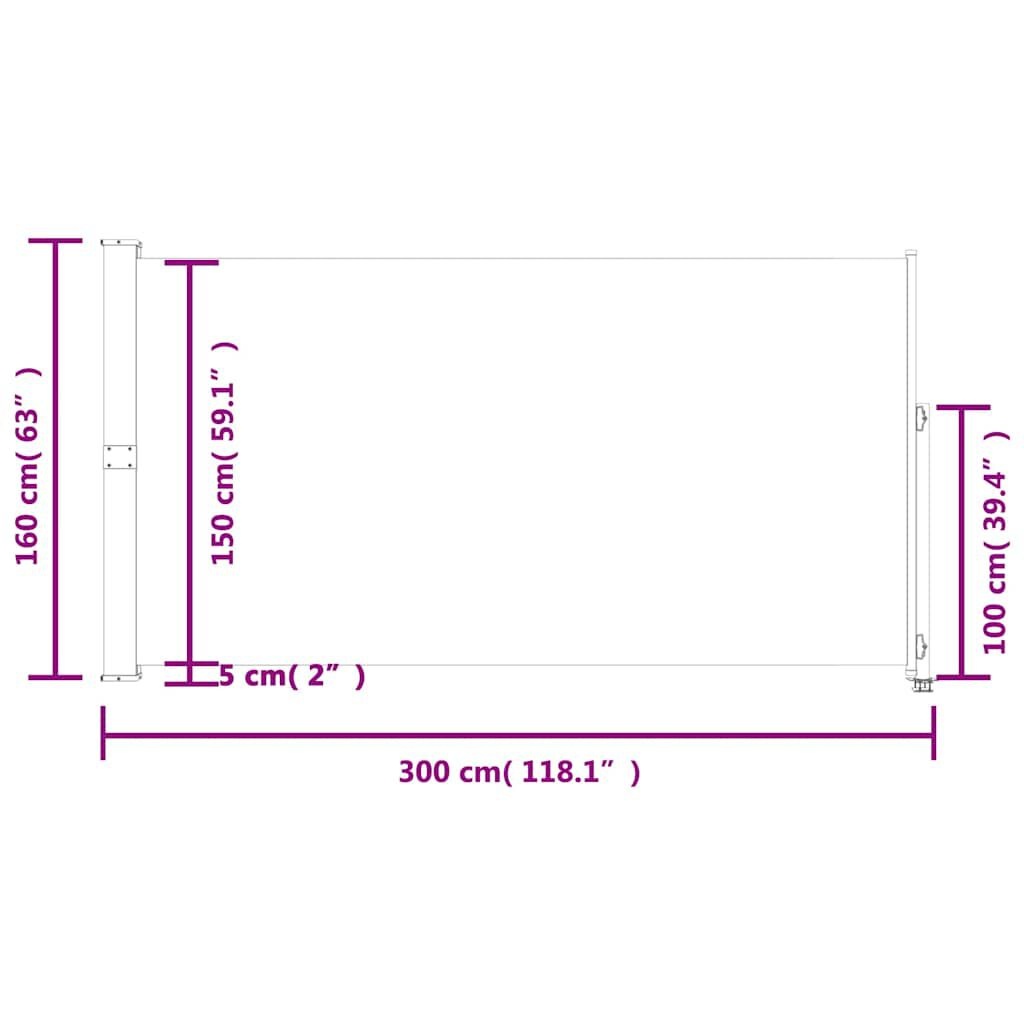 vidaXL Tuinscherm uittrekbaar 160x300 cm grijs