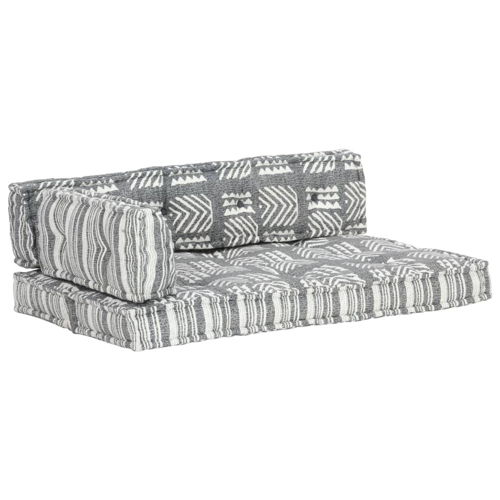 vidaXL Bankkussen pallet stof patchwork grijs