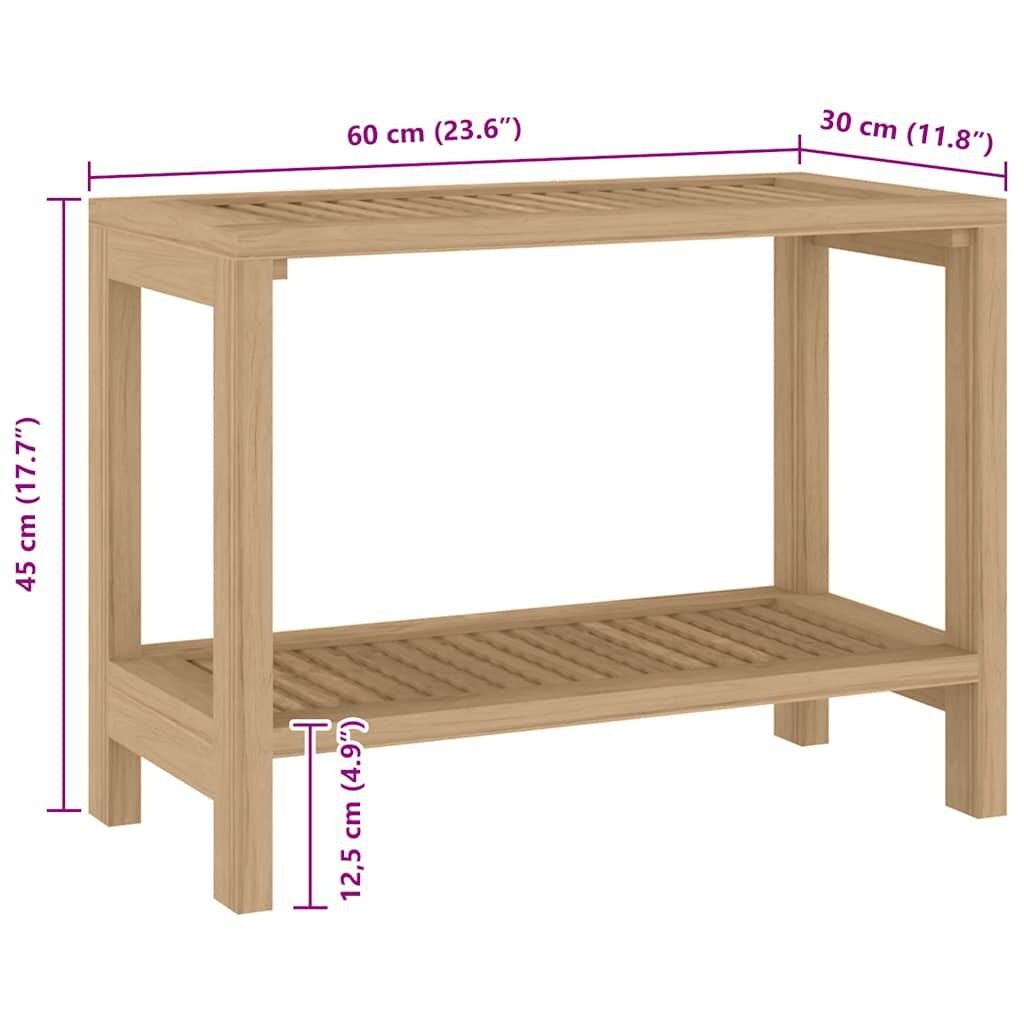 vidaXL Badkamertafel 60x30x45 cm massief teakhout