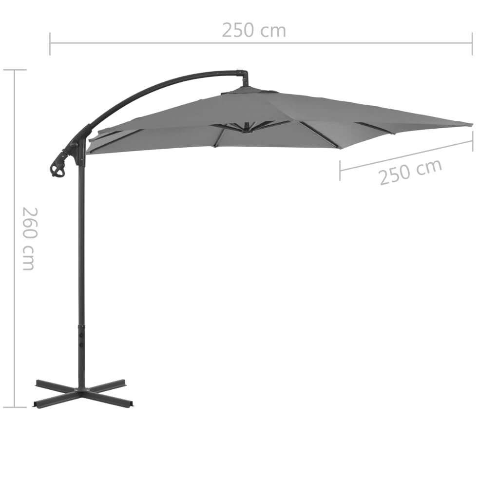 vidaXL Zweefparasol met stalen paal 250x250 cm antracietkleurig