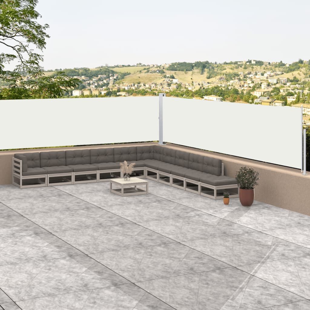 vidaXL Windscherm uittrekbaar 200x1000 cm crèmekleurig