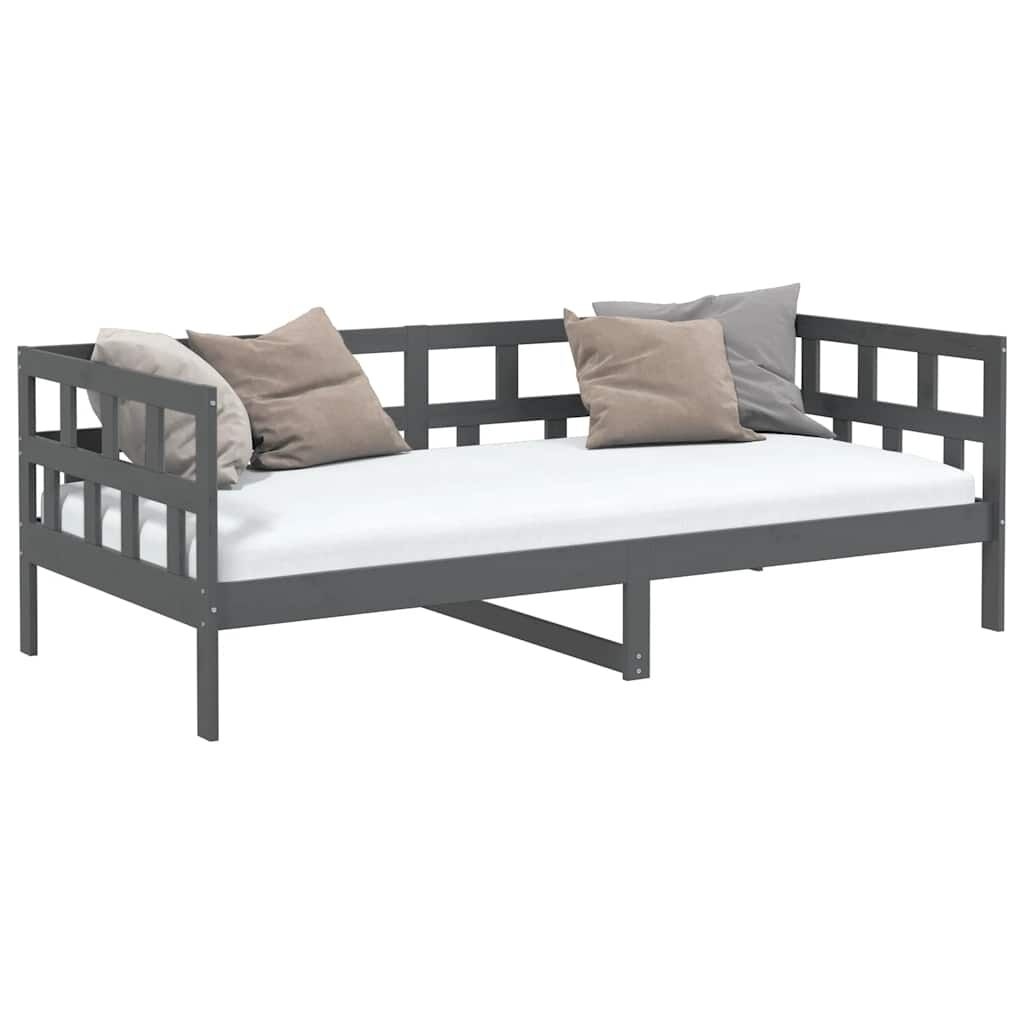 vidaXL Slaapbank massief grenenhout grijs 80x200 cm