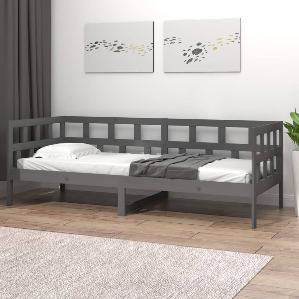 vidaXL Slaapbank massief grenenhout grijs 80x200 cm