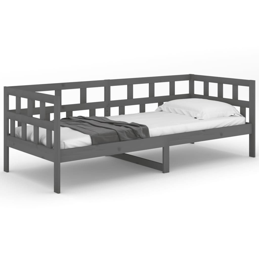 vidaXL Slaapbank massief grenenhout grijs 80x200 cm