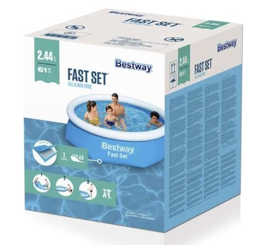 Bestway fast set - opblaas zwembad - 244 x 61 cm - rond - blauw