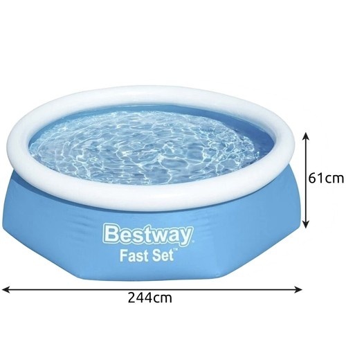 Bestway fast set - opblaas zwembad - 244 x 61 cm - rond - blauw