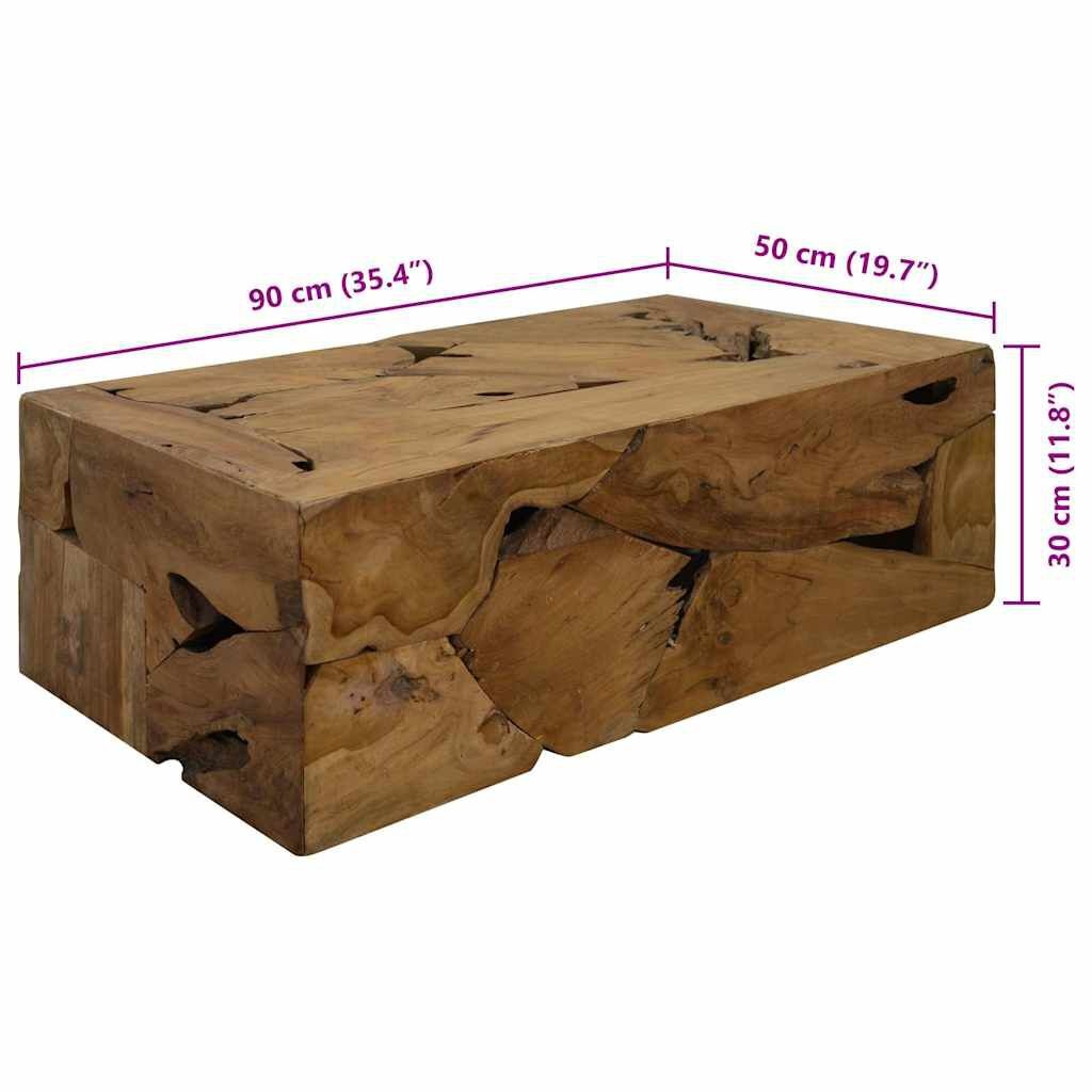 vidaXL Salontafel 90x50x30 cm echt teakhout bruin