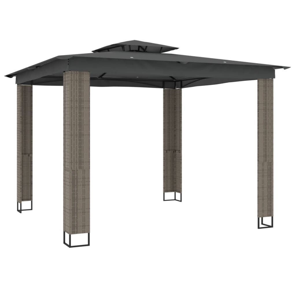 vidaXL Prieel met dubbel dak 2,94x2,94 m staal antracietkleurig