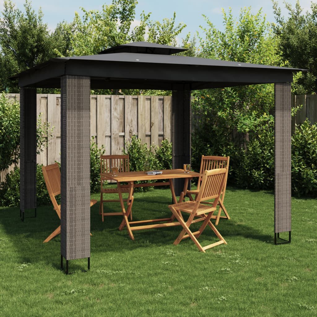 vidaXL Prieel met dubbel dak 2,94x2,94 m staal antracietkleurig