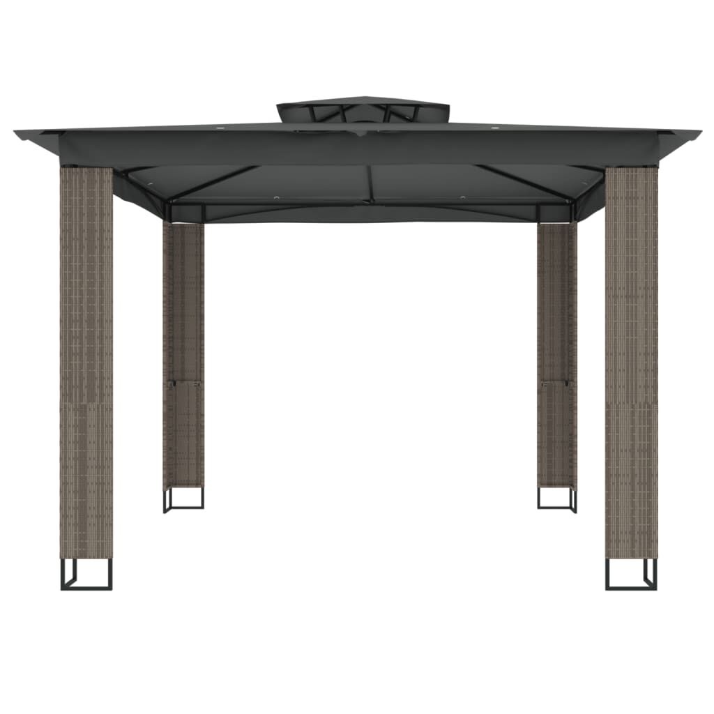 vidaXL Prieel met dubbel dak 2,94x2,94 m staal antracietkleurig