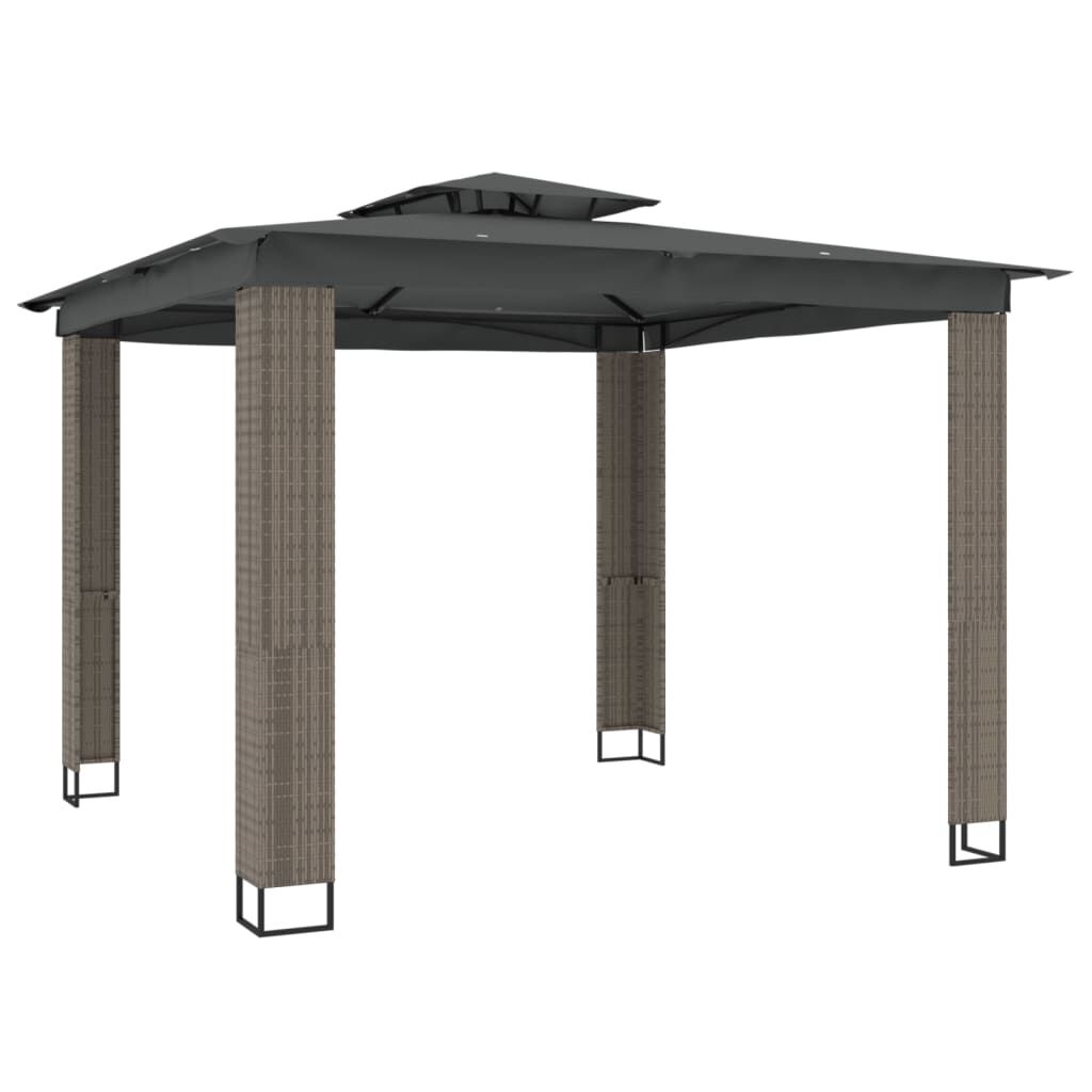 vidaXL Prieel met dubbel dak 2,94x2,94 m staal antracietkleurig