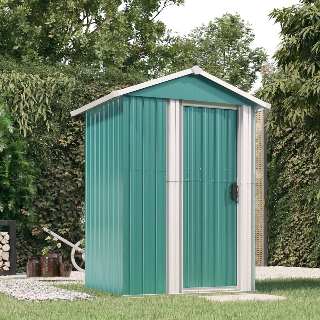 vidaXL Tuinschuur 126x97,5x177 cm gegalvaniseerd staal groen
