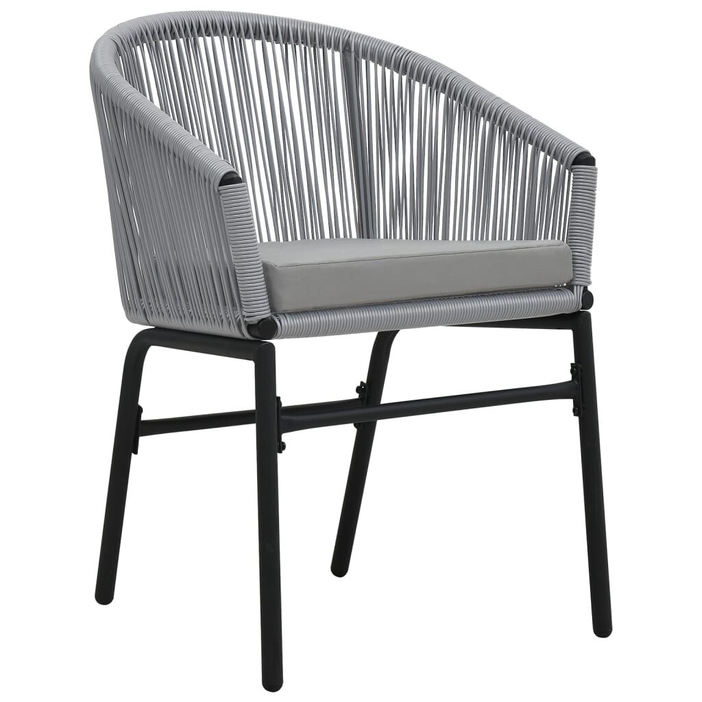 vidaXL 3-delige Bistroset met kussens PE-rattan grijs