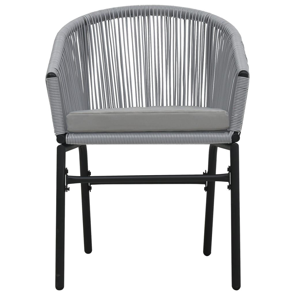 vidaXL 3-delige Bistroset met kussens PE-rattan grijs