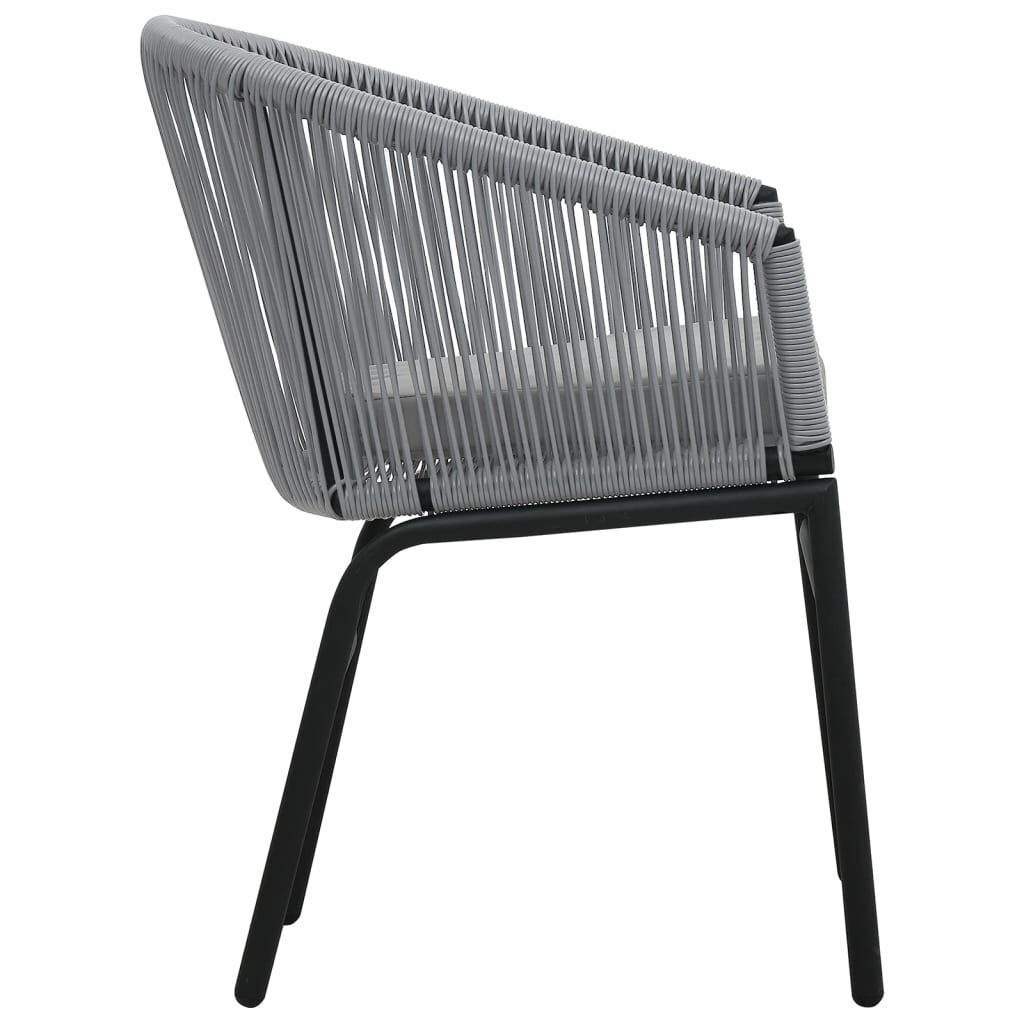 vidaXL 3-delige Bistroset met kussens PE-rattan grijs