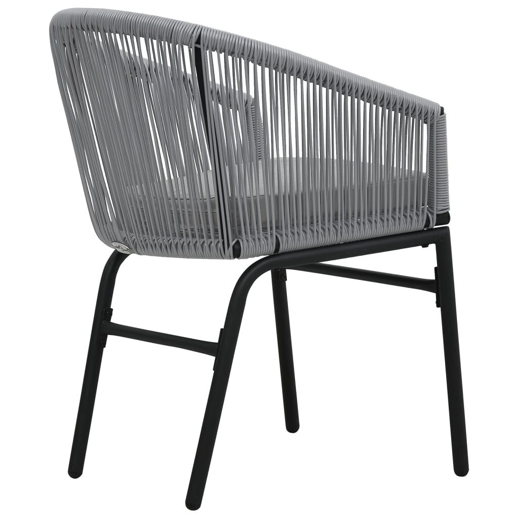 vidaXL 3-delige Bistroset met kussens PE-rattan grijs