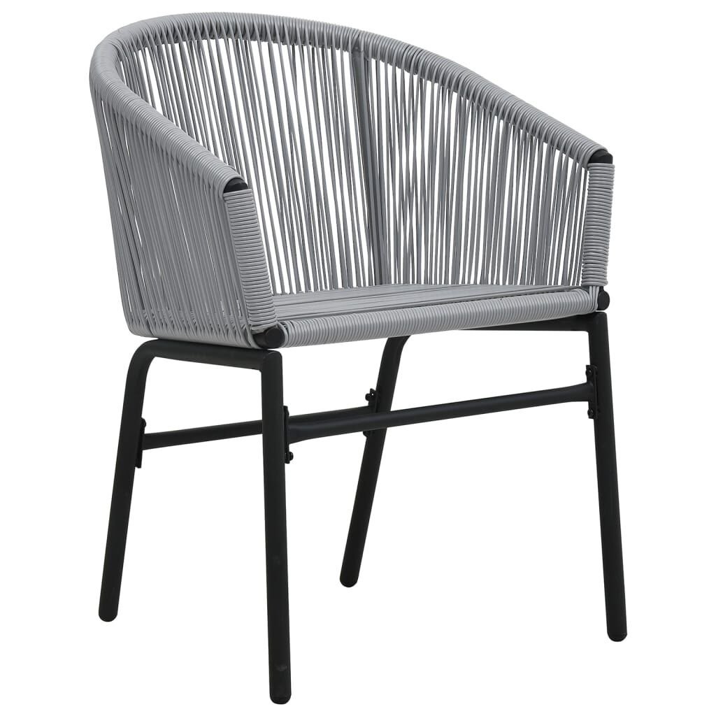 vidaXL 3-delige Bistroset met kussens PE-rattan grijs