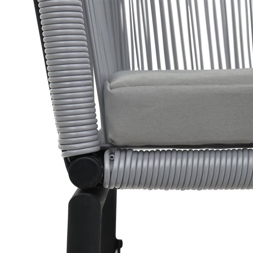 vidaXL 3-delige Bistroset met kussens PE-rattan grijs