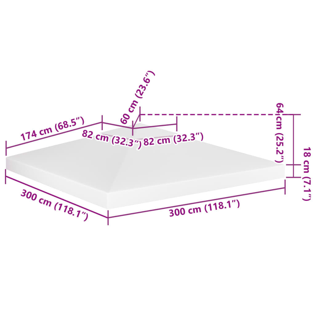 vidaXL Prieeldak 2-laags 310 g/m² 3x3 m wit