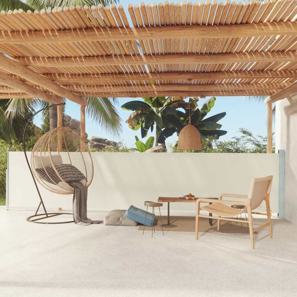 Tuinscherm Uittrekbaar Crème 117x600cm - 40% Korting!