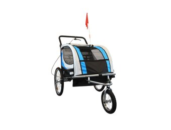 Fietskar Kind 2-Zits + Buggy, Schokbrekers Blauw - 40% Korting!
