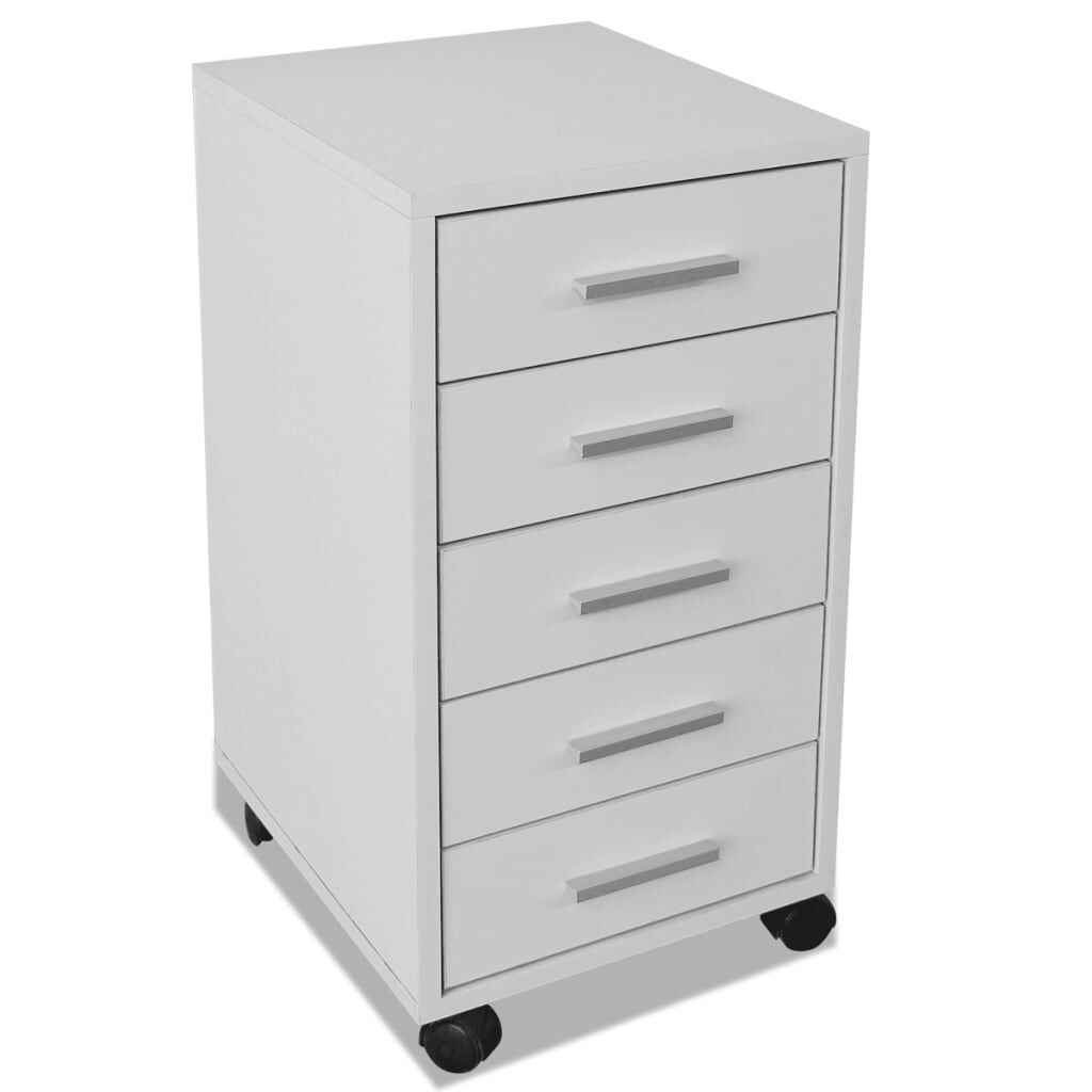 Kantoor Ladeblok Wit op Wielen - 5 Lades - 40% Korting!