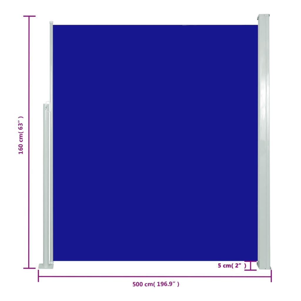 vidaXL Uittrekbaar Tuinscherm 160x500cm Blauw -60%!