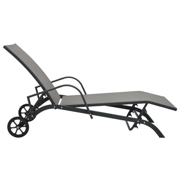 vidaXL Ligbed Grijs - Staal & Textileen - 55% Korting!